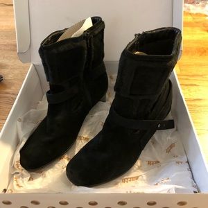 Earth Black Suede Heeled Boots